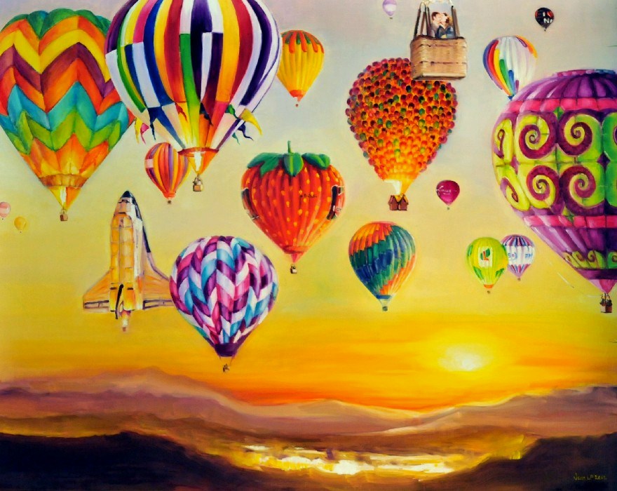 Hot Air Balloons at Dawn | Oil paint on linen | Year: 2012 | Dimensions: 80x100cm
