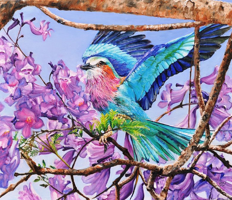 Lilac breasted roller | Oil paint on linen | Year: 2024 | Dimensions: 60x70cm