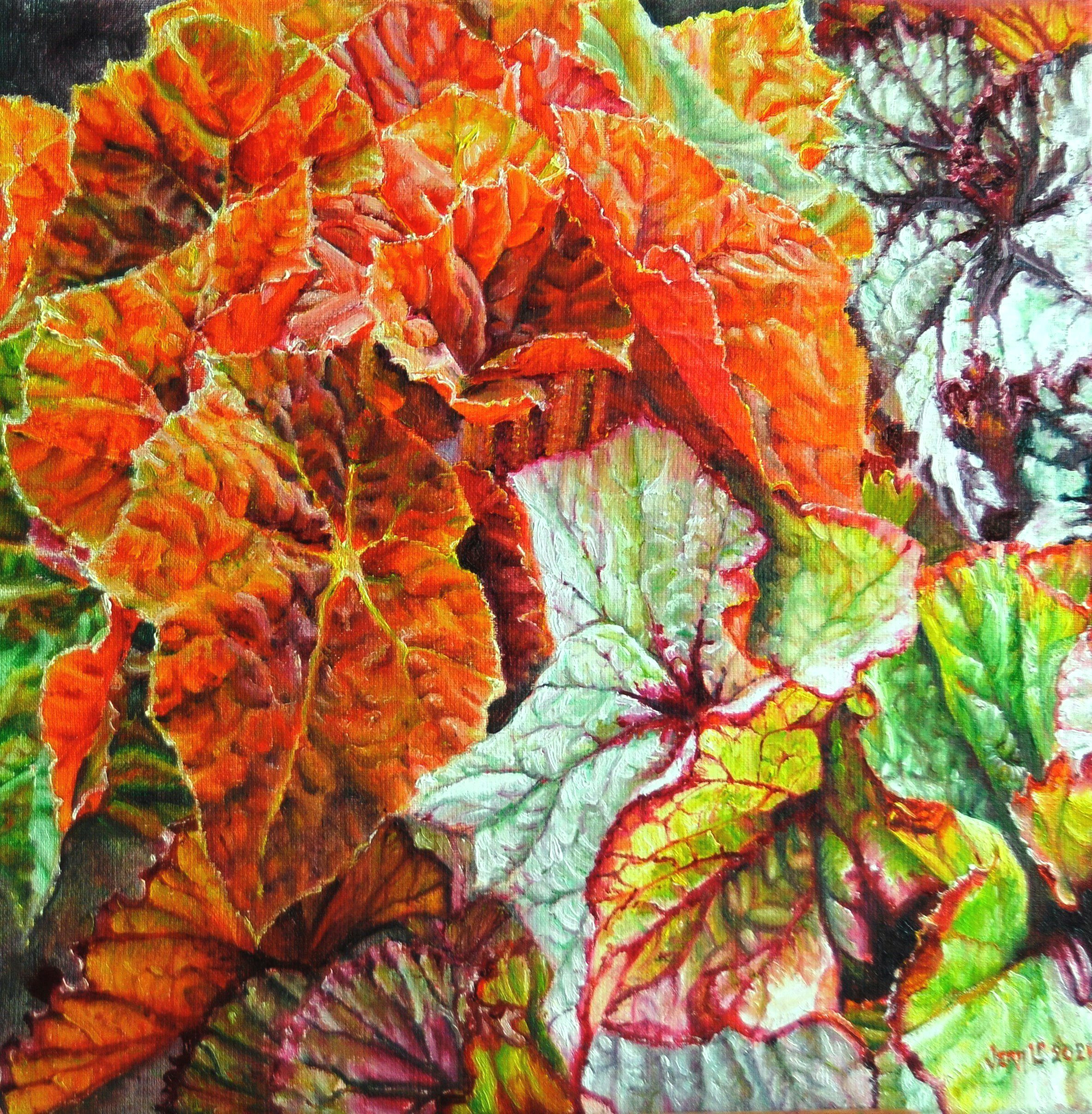Begonias | Oil paint on linen | Year: 2021 | Dimensions: 40x40cm