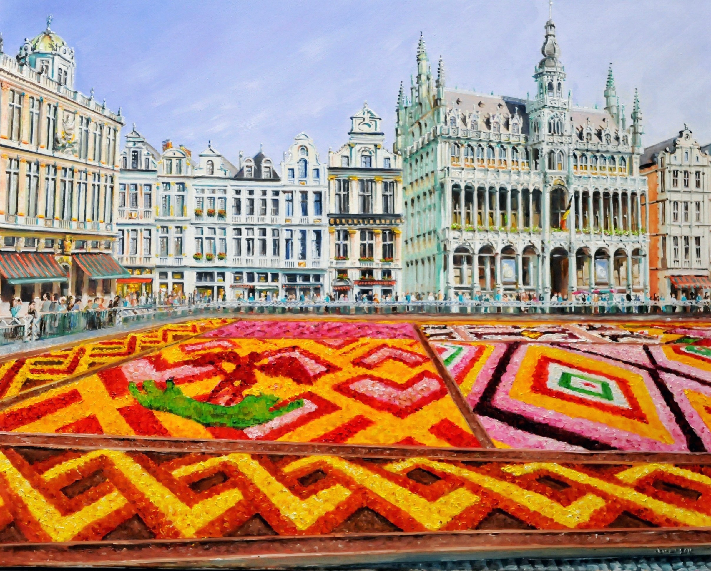 Flower carpet at the Grand Place Brussels, Belgium | Oil on linen | Year: 2022 | Dimensions: 80x100cm