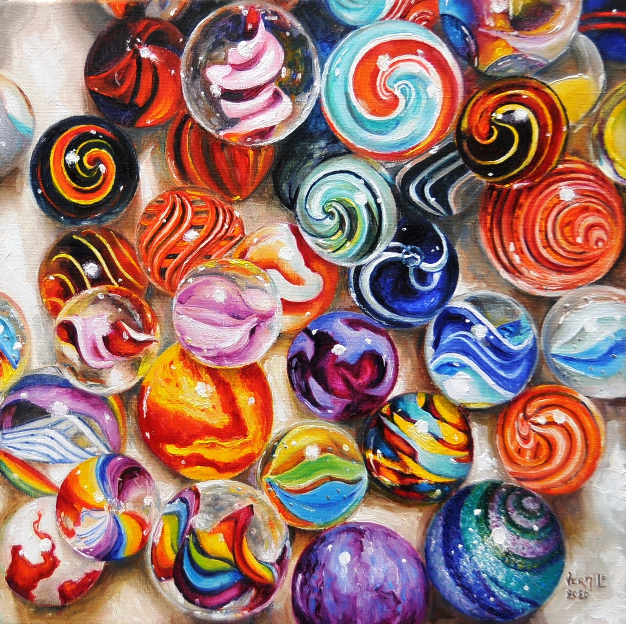 Marbles 4 | Oil paint on linen | Year: 2020 | Dimensions: 40x40cm