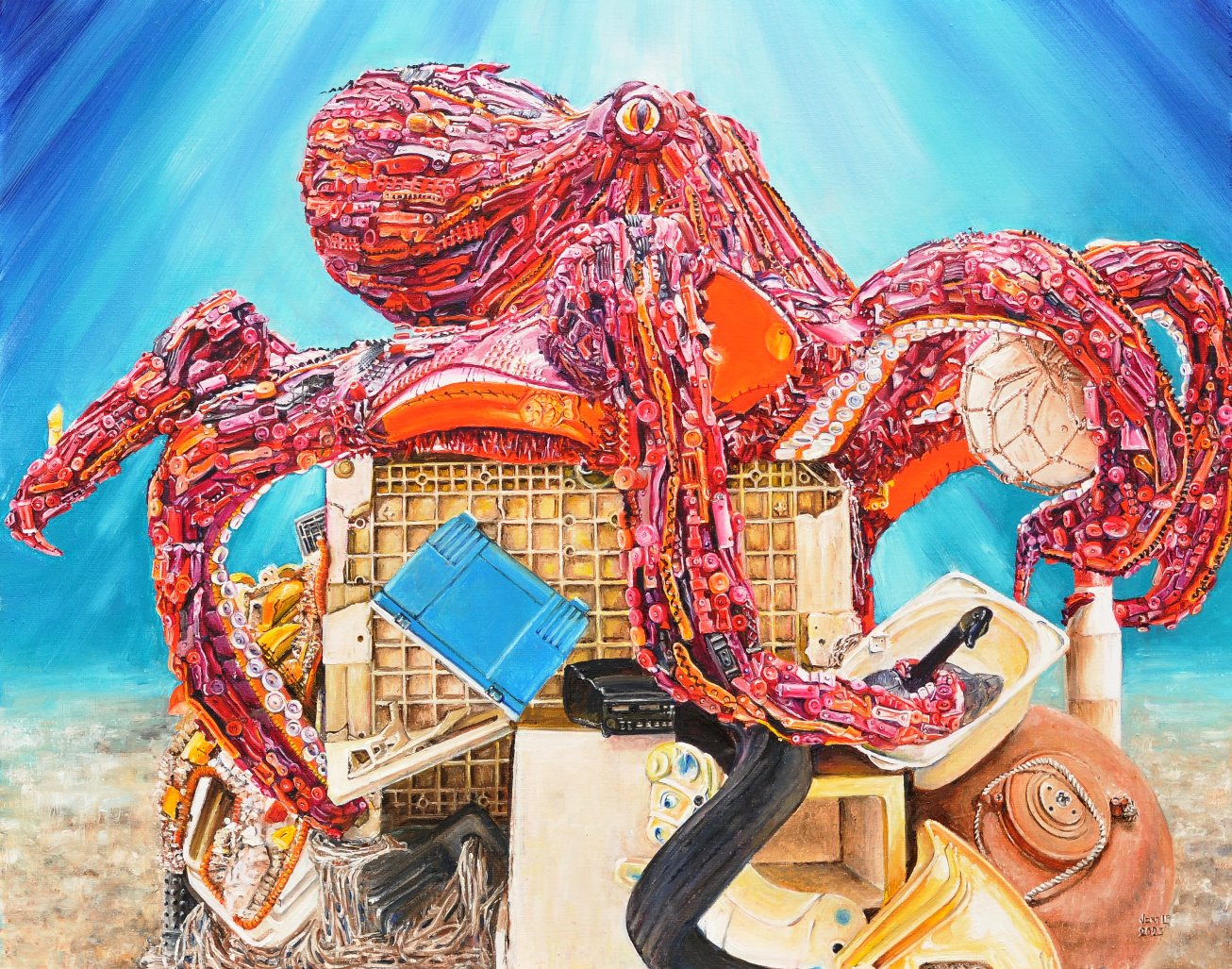 Aangespoeld: octopus | Olieverf op linnen | Jaar: 2023 | Afmetingen: 80x100cm