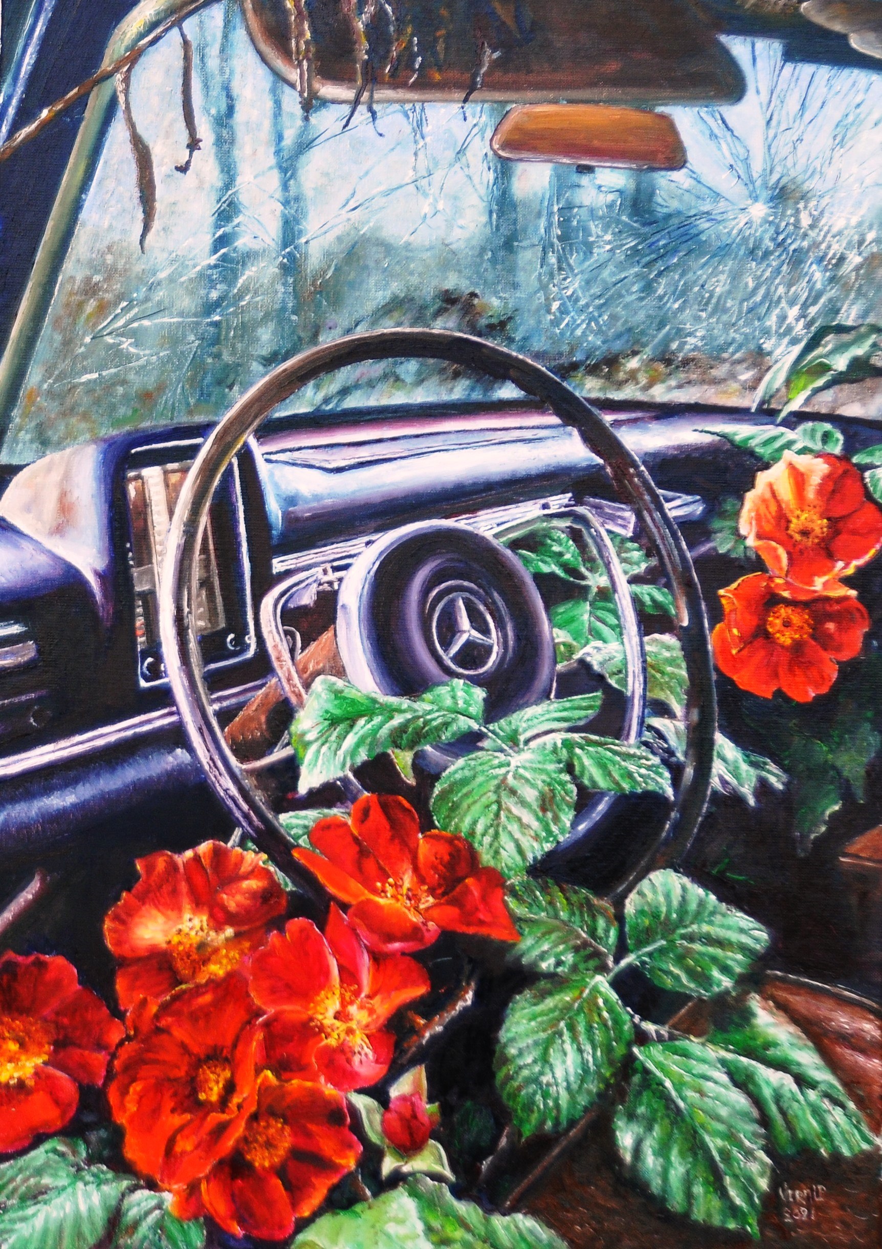 Abandoned Mercedes | Oil paint on linen | Year: 2021 | Dimensions: 70x50cm