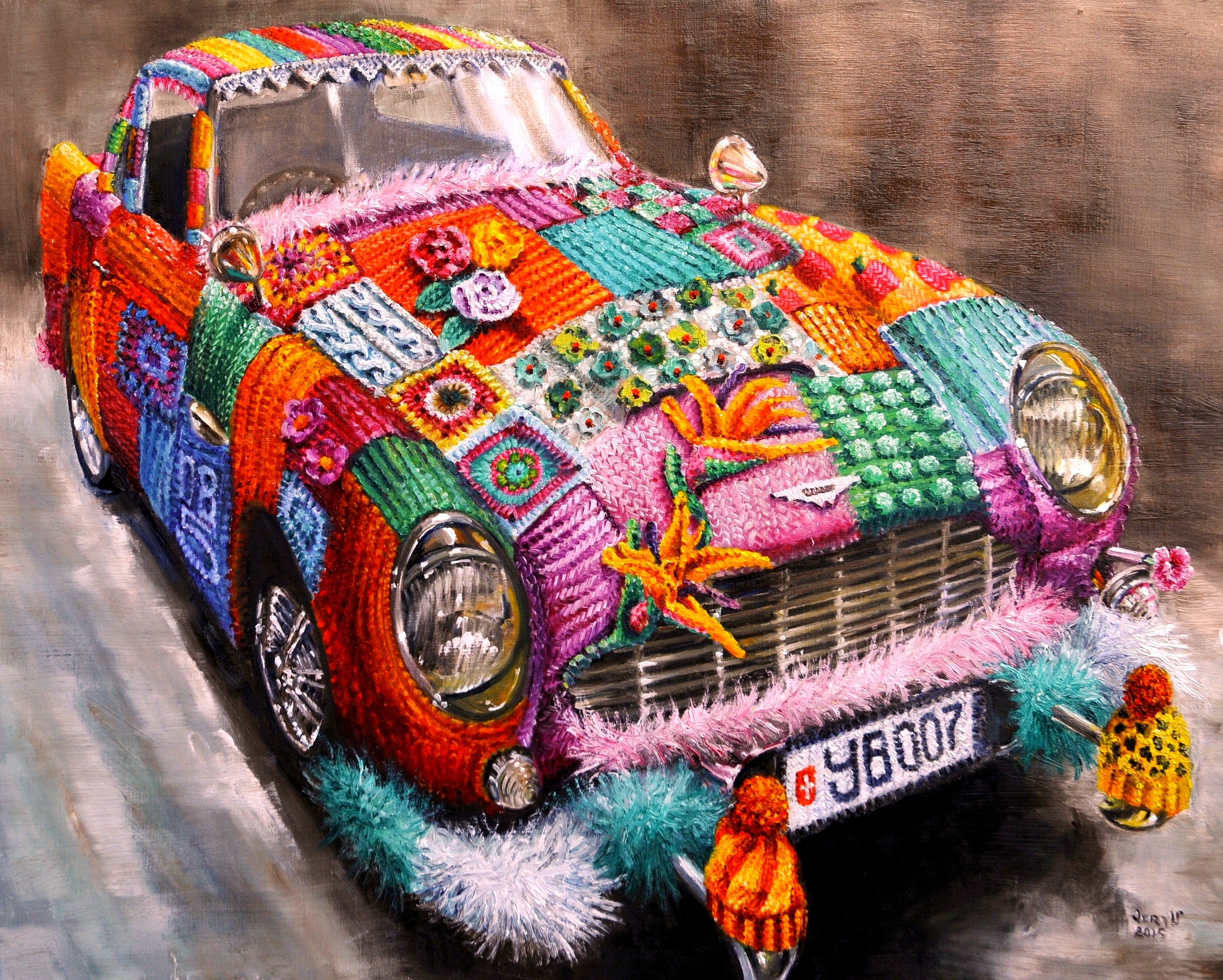 The name's Bombed, Yarn Bombed | Oil paint on linen | Year: 2015 | Dimensions: 80X100cm