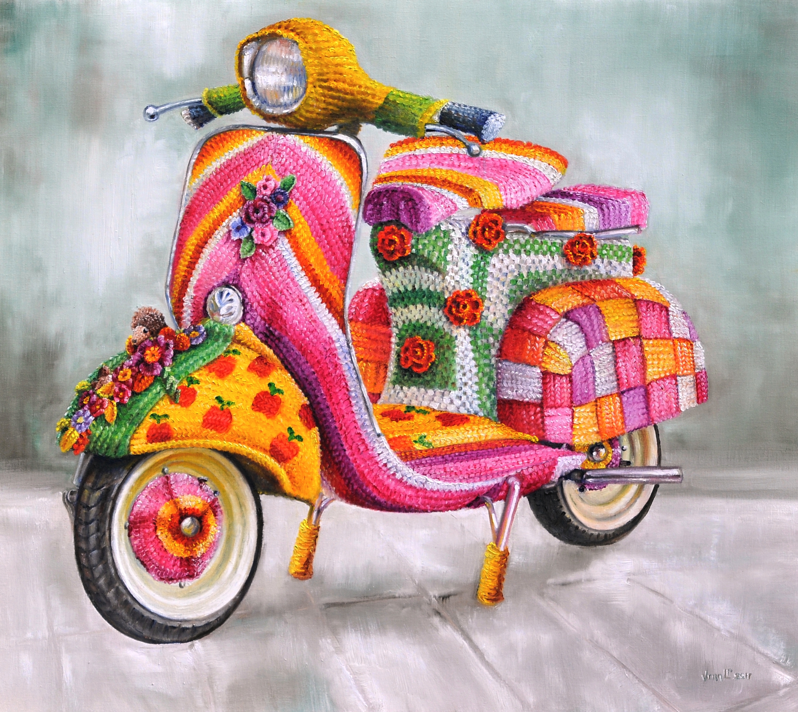 Embellished Vespa | Oil paint on linen | Year: 2017 | Dimensions: 80x90cm